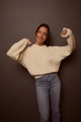 Aubrey Plaza White Water Bottle With Carabiner