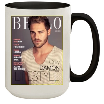 Grey Damon 15oz Colored Inner & Handle Mug