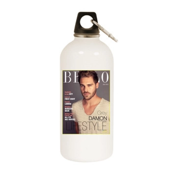 Grey Damon White Water Bottle With Carabiner