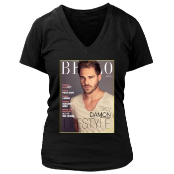 Grey Damon Women's Deep V-Neck TShirt