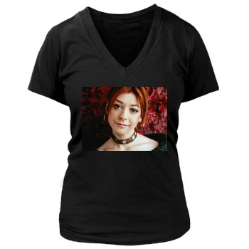 Alyson Hannigan Women's Deep V-Neck TShirt