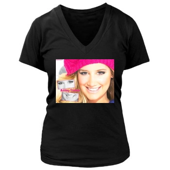 Ashley Tisdale Women's Deep V-Neck TShirt