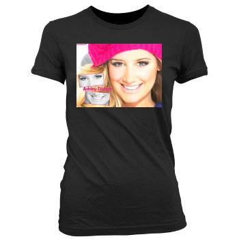 Ashley Tisdale Women's Junior Cut Crewneck T-Shirt