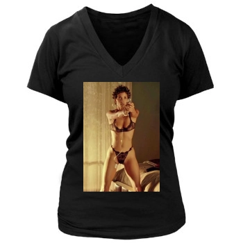 Halle Berry Women's Deep V-Neck TShirt