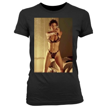 Halle Berry Women's Junior Cut Crewneck T-Shirt