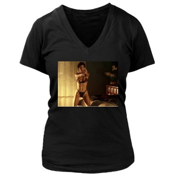 Halle Berry Women's Deep V-Neck TShirt