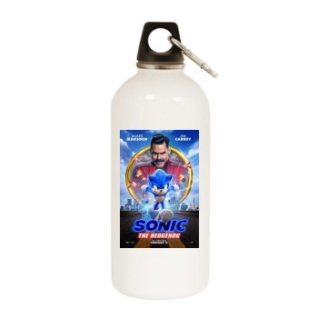 Sonic the Hedgehog (2020) White Water Bottle With Carabiner