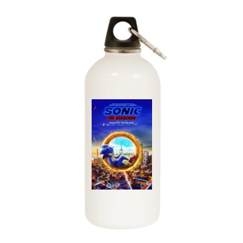 Sonic the Hedgehog (2020) White Water Bottle With Carabiner