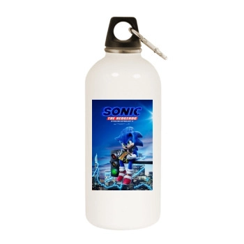 Sonic the Hedgehog (2020) White Water Bottle With Carabiner