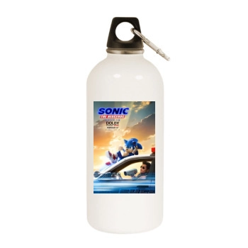 Sonic the Hedgehog (2020) White Water Bottle With Carabiner