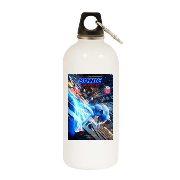 Sonic the Hedgehog (2020) White Water Bottle With Carabiner