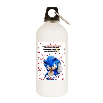 Sonic the Hedgehog (2020) White Water Bottle With Carabiner