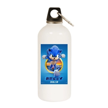 Sonic the Hedgehog (2020) White Water Bottle With Carabiner