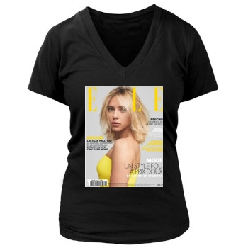 Scarlett Johansson Women's Deep V-Neck TShirt