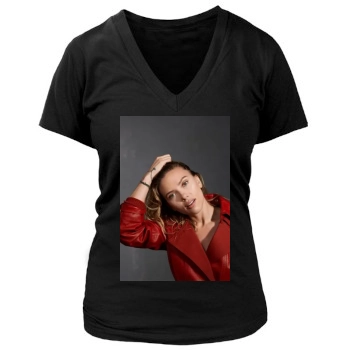 Scarlett Johansson Women's Deep V-Neck TShirt