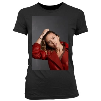 Scarlett Johansson Women's Junior Cut Crewneck T-Shirt