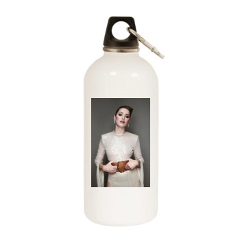 Amber Heard White Water Bottle With Carabiner