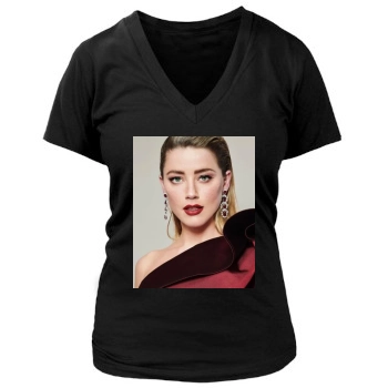 Amber Heard Women's Deep V-Neck TShirt