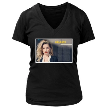 Amber Heard Women's Deep V-Neck TShirt