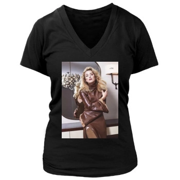 Amber Heard Women's Deep V-Neck TShirt