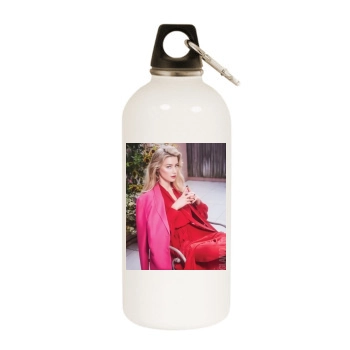 Amber Heard White Water Bottle With Carabiner