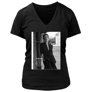 Amber Heard Women's Deep V-Neck TShirt