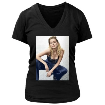 Amber Heard Women's Deep V-Neck TShirt