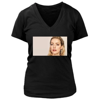 Amber Heard Women's Deep V-Neck TShirt