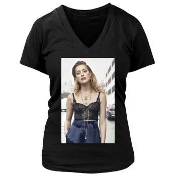 Amber Heard Women's Deep V-Neck TShirt