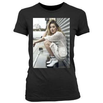 Amber Heard Women's Junior Cut Crewneck T-Shirt