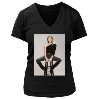 Amber Heard Women's Deep V-Neck TShirt