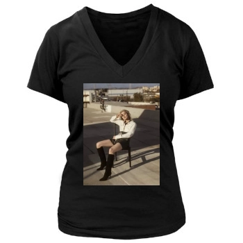 Amber Heard Women's Deep V-Neck TShirt