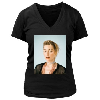 Amber Heard Women's Deep V-Neck TShirt