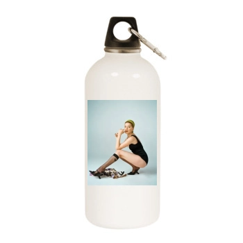 Amber Heard White Water Bottle With Carabiner