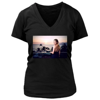 Amber Heard Women's Deep V-Neck TShirt