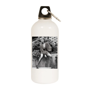 Amber Heard White Water Bottle With Carabiner