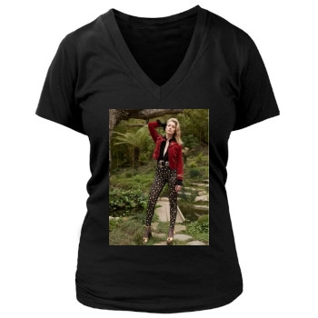 Amber Heard Women's Deep V-Neck TShirt