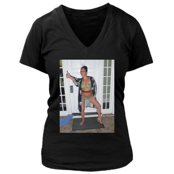 Olivia Munn Women's Deep V-Neck TShirt