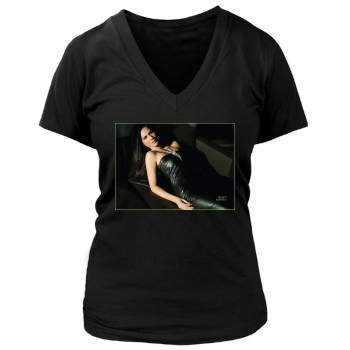 Olivia Munn Women's Deep V-Neck TShirt