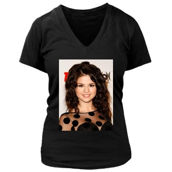 Selena Gomez Women's Deep V-Neck TShirt