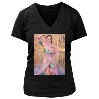 Amber Valletta Women's Deep V-Neck TShirt