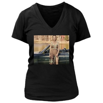 Amber Valletta Women's Deep V-Neck TShirt