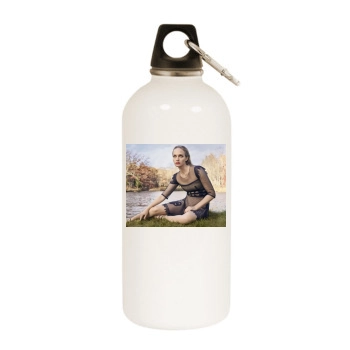 Amber Valletta White Water Bottle With Carabiner