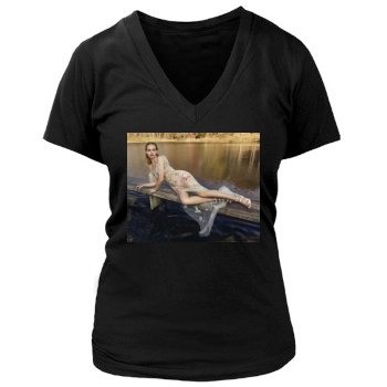 Amber Valletta Women's Deep V-Neck TShirt