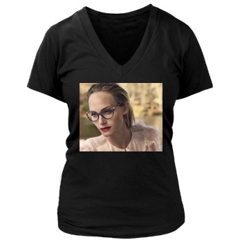 Amber Valletta Women's Deep V-Neck TShirt