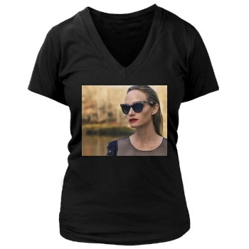 Amber Valletta Women's Deep V-Neck TShirt