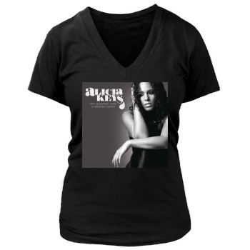 Alicia Keys Women's Deep V-Neck TShirt