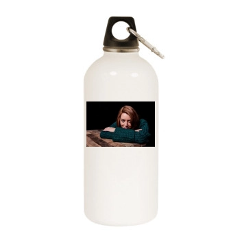 Aubrey Plaza White Water Bottle With Carabiner