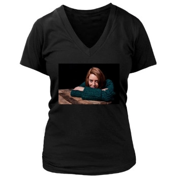 Aubrey Plaza Women's Deep V-Neck TShirt