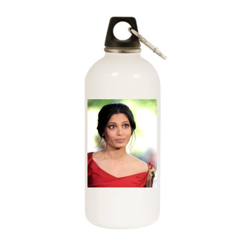 Freida Pinto White Water Bottle With Carabiner